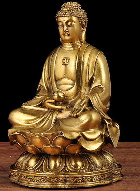 三宝黄铜摆件寺庙居家供奉药师佛