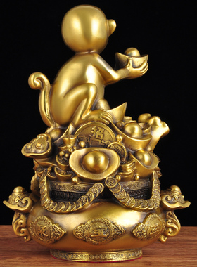 黄铜猴子中式风家居客厅工艺品