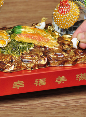 珐琅彩大公鸡摆件招财母鸡工艺品家居客厅玄关装饰品乔迁新居礼品