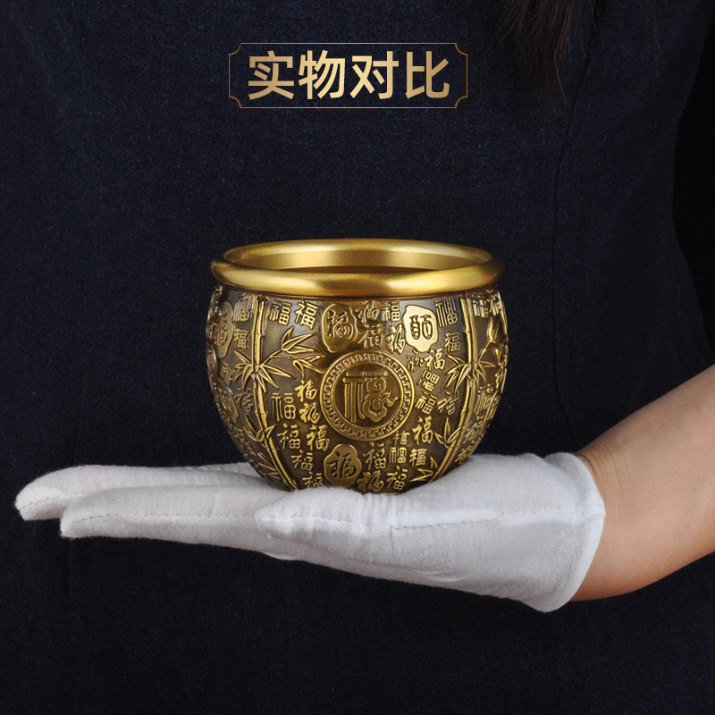 黄铜百福缸摆件聚宝盆风水招财摆设家居客厅电视柜装饰品乔迁礼品,淘宝优惠券,粉丝福利购,淘宝优惠卷