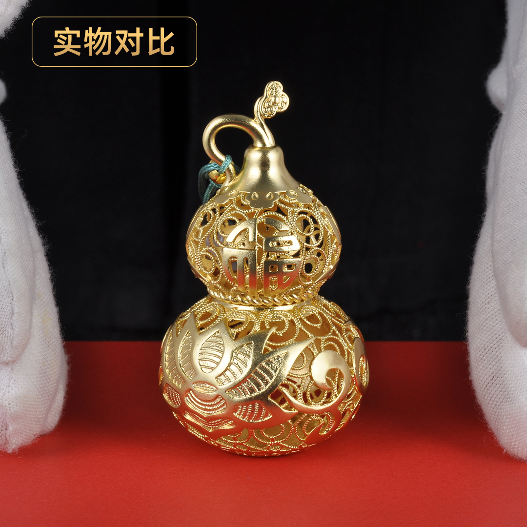 黄铜福运连连花丝葫芦摆件福禄挂饰家居客厅挂件车载挂坠装饰品 - 图3