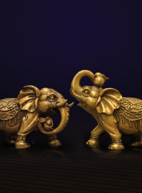 工艺黄铜家居客厅办公桌大象摆件