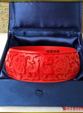 厂家促销出国包装漆雕牡丹花手镯