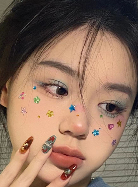 圣诞节脸贴钻红色异形钻彩色水钻