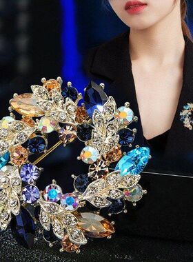 秋冬新款气质名媛风胸针女胸花开衫扣针饰品紫荆花披肩扣丝巾扣
