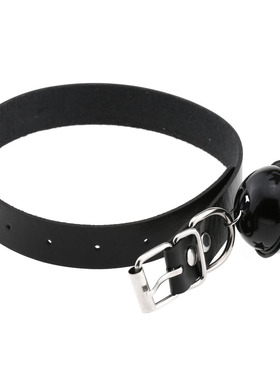 简约个性朋克哥特式PU皮质项圈颈链潮流彩色双色铃铛吊坠锁骨