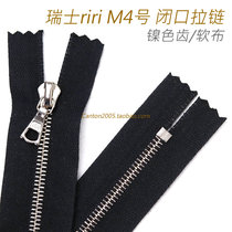 Single custom Swiss riri M4 Number of closed zip leather Leather Wallet Skirt Pants Nickel color toothed soft cloth