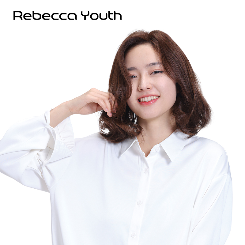 瑞贝卡假发女偏分刘海锁骨卷发全真人发韩式中长纹理卷发时尚头套