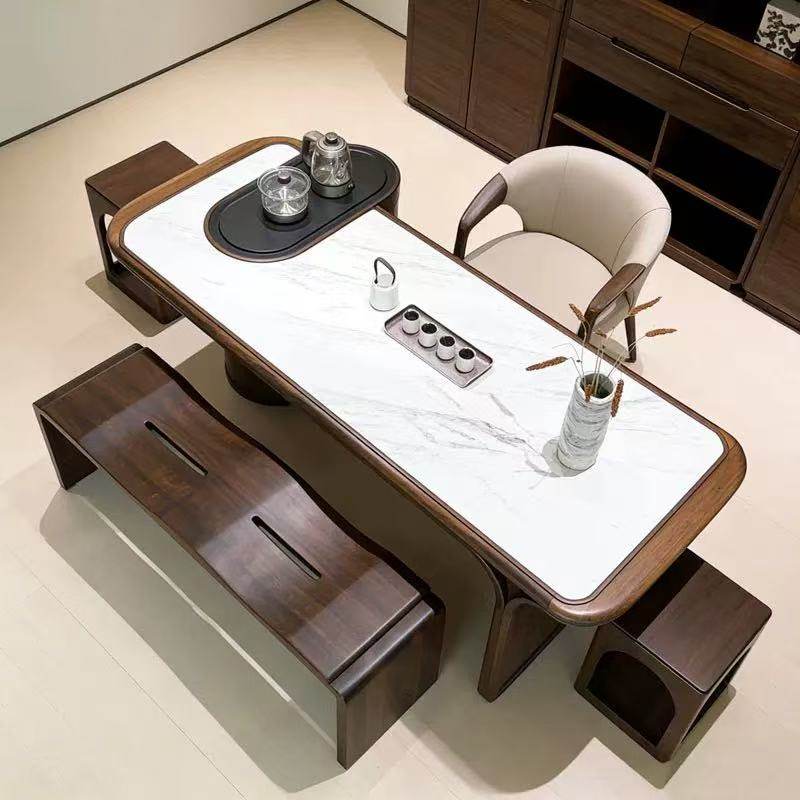 新中式实木茶桌高端北美黑胡桃木岩板茶台2026新款现代轻奢泡茶桌,淘宝优惠券,粉丝福利购,淘宝优惠卷