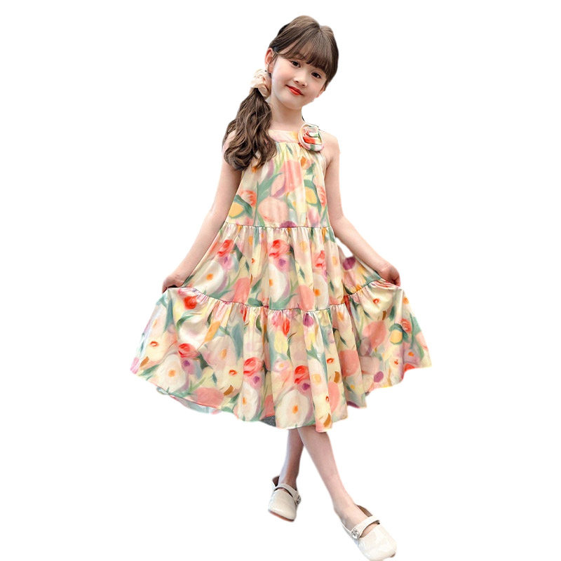 女童连衣裙夏装韩版背心儿童洋气夏季小女孩碎花中长款吊带沙滩裙,淘宝优惠券,粉丝福利购,淘宝优惠卷
