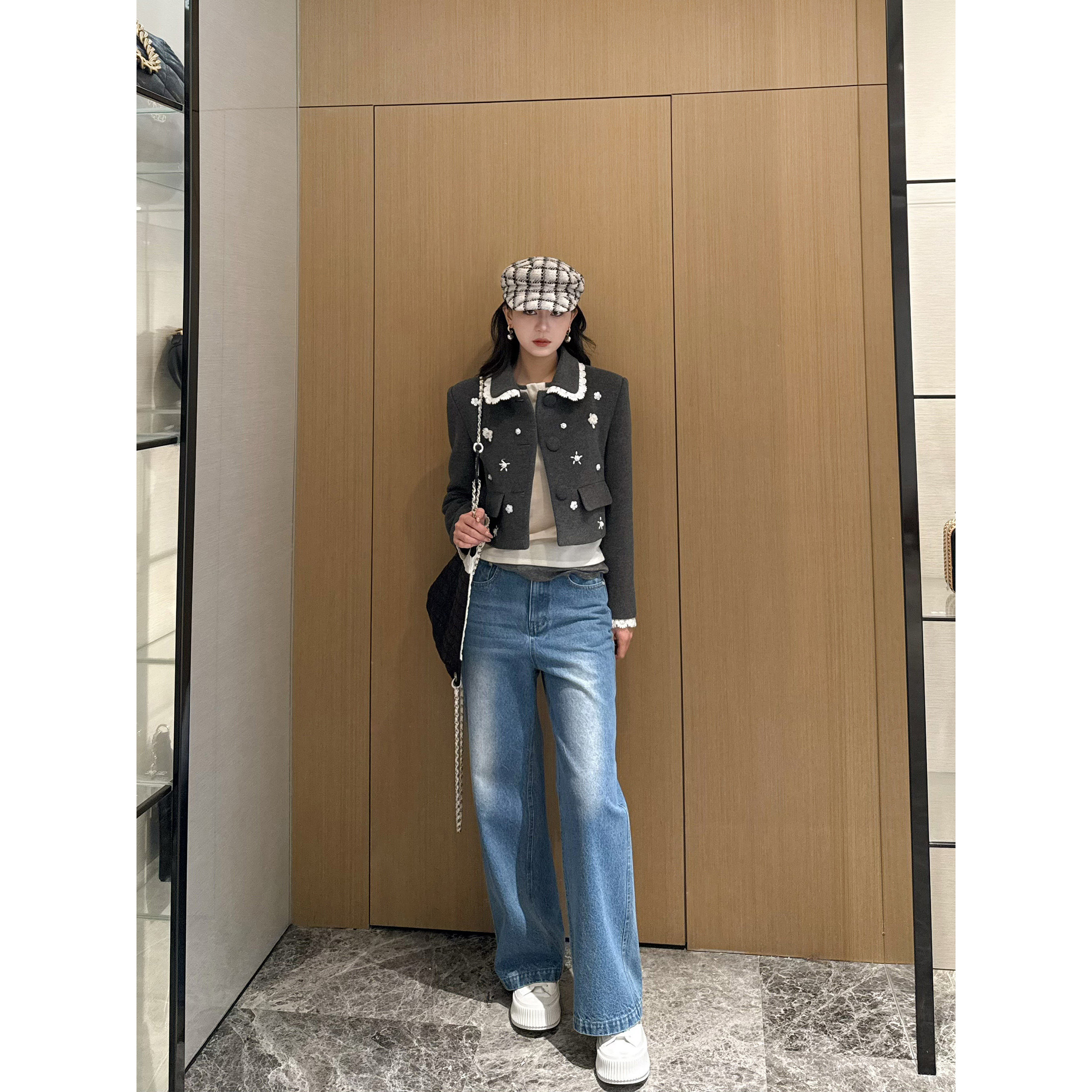 NancyCavally专柜款高密100S羊毛 手工订珠花毛呢外套/半裙套装,淘宝优惠券,粉丝福利购,淘宝优惠卷