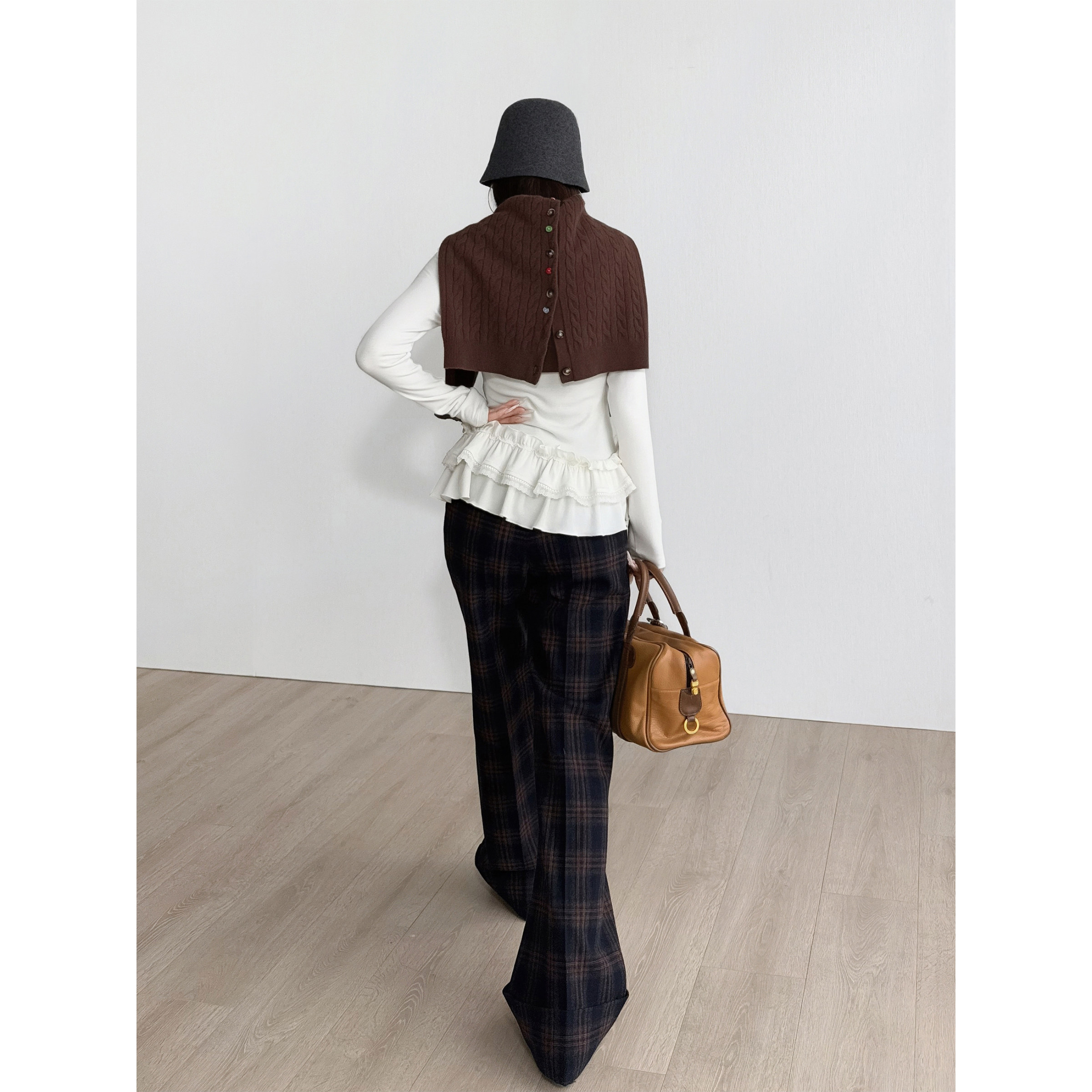 NancyCavally专柜款甄选抗皱精纺羊毛复古英伦绅士风卷边格纹西裤,淘宝优惠券,粉丝福利购,淘宝优惠卷
