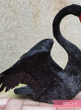 仿真羽毛白天鹅模型室内橱窗家居摆件园林饰品影视摄影黑天鹅道具