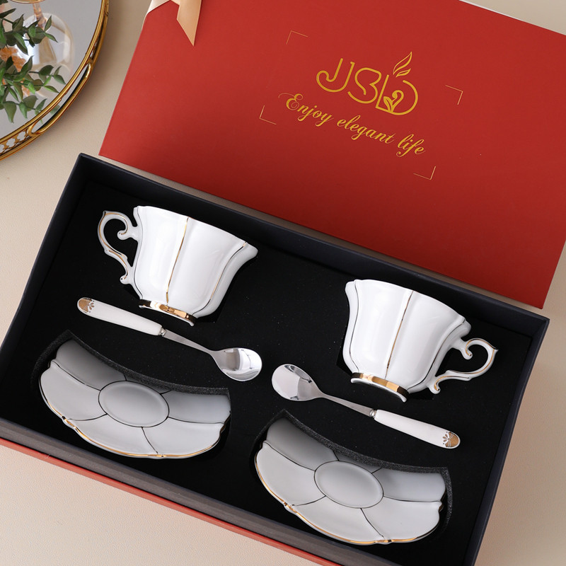 Bone porcelain high-end coffee cup and saucer exquisite jusunde