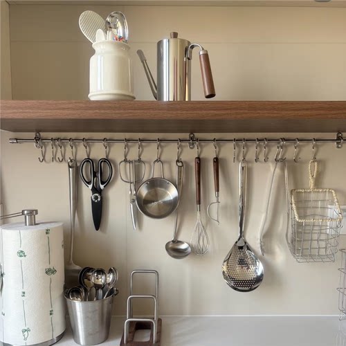 置物架锅刀铲子收纳不锈钢置物架挂钩厨房勺子挂架免打孔厨具壁挂 - 图2