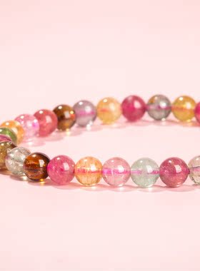 一生一石天然碧玺手链可爱女