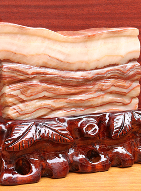 20*14*2cm1350g天然石材奇石摆件猪肉石五花肉桌面装饰雕刻石摆件