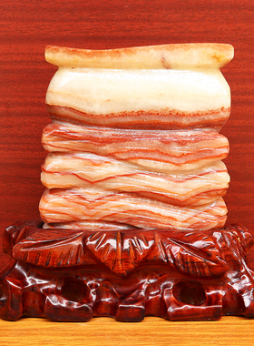 18*17*7cm2993g天然石材奇石摆件猪肉石五花肉桌面装饰雕刻石摆件