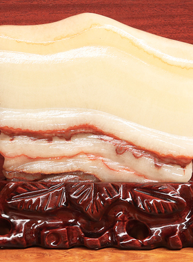 19*18*2cm1684g天然石材奇石摆件猪肉石五花肉桌面装饰雕刻石摆件