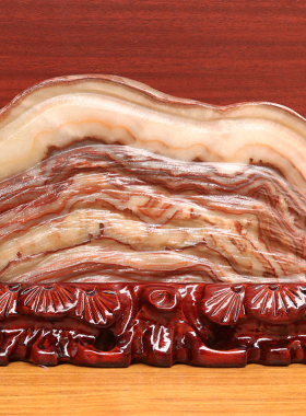 25*18*3cm2147g天然石材奇石摆件猪肉石五花肉桌面装饰雕刻石摆件