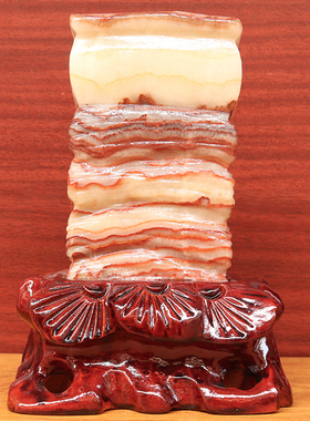 12*17*5cm1475g天然石材奇石摆件猪肉石五花肉桌面装饰雕刻石摆件