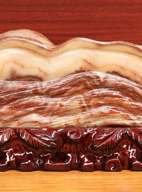 22*16*3cm2075g天然石材奇石摆件猪肉石五花肉桌面装饰雕刻石摆件