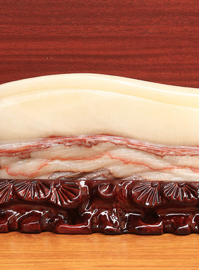 24*15*3cm1941g天然石材奇石摆件猪肉石五花肉桌面装饰雕刻石摆件