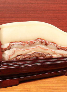 28*16*3cm2505g天然石材奇石摆件猪肉石五花肉桌面装饰雕刻石摆件