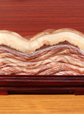 29*19*8cm8163g天然石材奇石摆件猪肉石五花肉桌面装饰雕刻石摆件