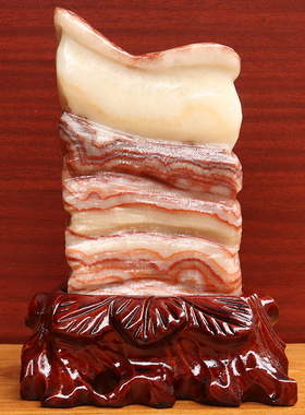 13*18*5cm1775g天然石材奇石摆件猪肉石五花肉桌面装饰雕刻石摆件