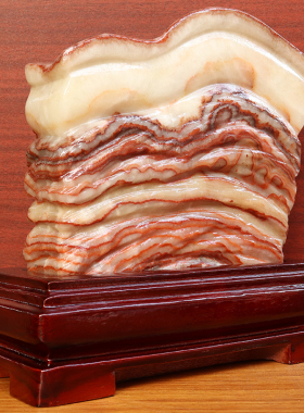 20*21*5cm3475g天然石材奇石摆件猪肉石五花肉桌面装饰雕刻石摆件