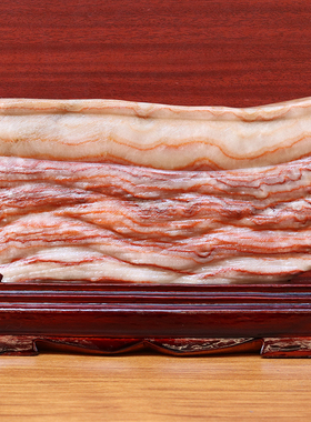 23*15*2cm1695g天然石材奇石摆件猪肉石五花肉桌面装饰雕刻石摆件