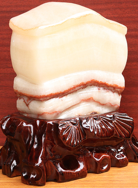 16*18*5cm2630g天然石材奇石摆件猪肉石五花肉桌面装饰雕刻石摆件