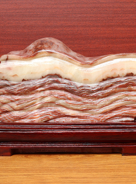32*22*4cm5175g天然石材奇石摆件猪肉石五花肉桌面装饰雕刻石摆件