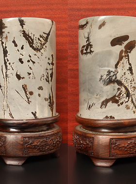 草花石国画石天然原生态石头摆件