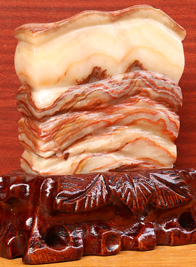 16*17*3cm1390g天然石材奇石摆件猪肉石五花肉桌面装饰雕刻石摆件