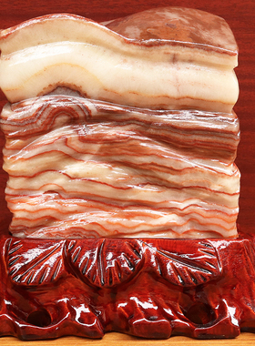 17*18*7cm3725g天然石材奇石摆件猪肉石五花肉桌面装饰雕刻石摆件