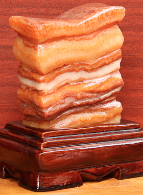 10*13*3cm805g天然石材奇石摆件猪肉石五花肉桌面装饰雕刻石摆件