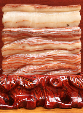 18*19*11cm5677g天然石材奇石摆件猪肉石五花肉桌面雕刻石摆件