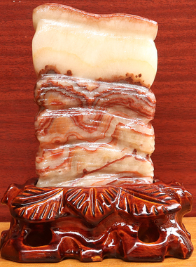 12*16*3cm785g天然石材奇石摆件猪肉石五花肉桌面装饰雕刻石摆件