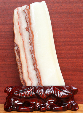 16*24*2cm1225g天然石材奇石摆件猪肉石五花肉桌面装饰雕刻石摆件