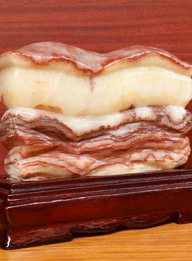 20*15*4cm1970g天然石材奇石摆件猪肉石五花肉桌面装饰雕刻石摆件