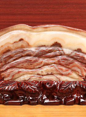 21*16*3cm1816g天然石材奇石摆件猪肉石五花肉桌面装饰雕刻石摆件