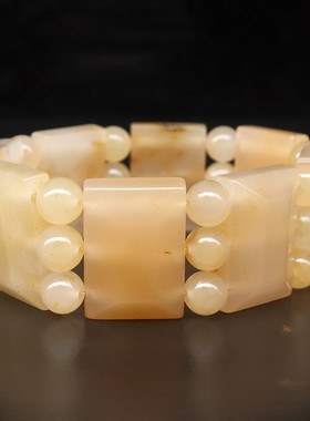 25*17*8mmmm8颗 圆珠24颗79g天然桂林鸡血玉石手链田湾料男士手链