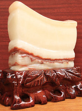 16*17*4cm1695g天然石材奇石摆件猪肉石五花肉桌面装饰雕刻石摆件