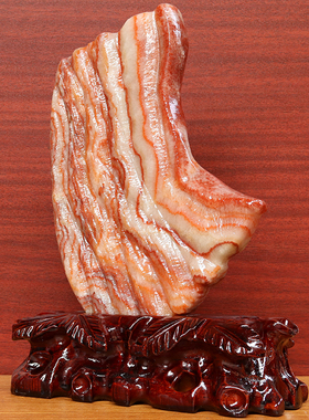 17*23*2cm1170g天然石材奇石摆件猪肉石五花肉桌面装饰雕刻石摆件