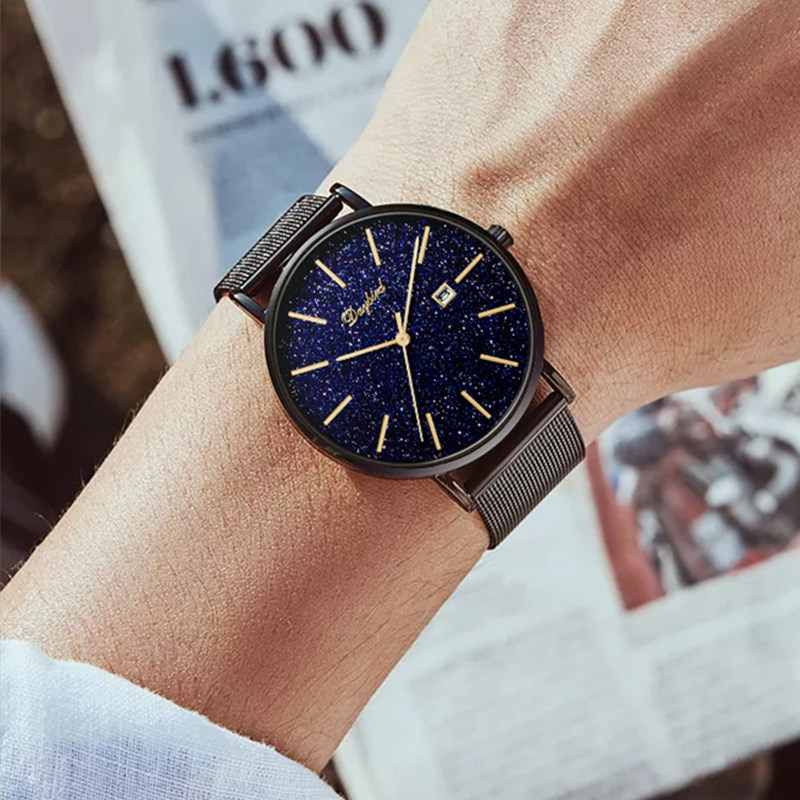 星空男士时尚潮流初中学生黑机械表 daybird得意鸟国产腕表