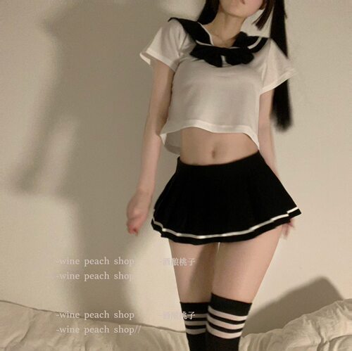 酒酿桃子甜系女孩情趣学妹套装激情诱惑百褶裙装甜美可爱性感内衣 - 图2