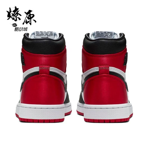 Air Jordan 1 AJ1 Satin Black Black Toe Red Silk Gang Gang Женская обувь CD0461-016