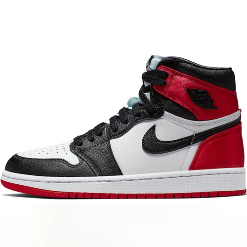 Air Jordan 1 AJ1 Satin Black Black Toe Red Silk Gang Gang Женская обувь CD0461-016